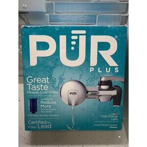 PUR PLUS Horizontal Faucet Mount Water Filtration System Chrome NEW! Damaged Box